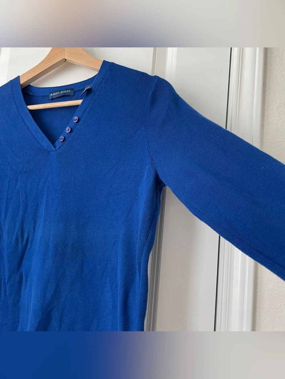Karen Scott Royal Blue V-Neck Pullover Sweater